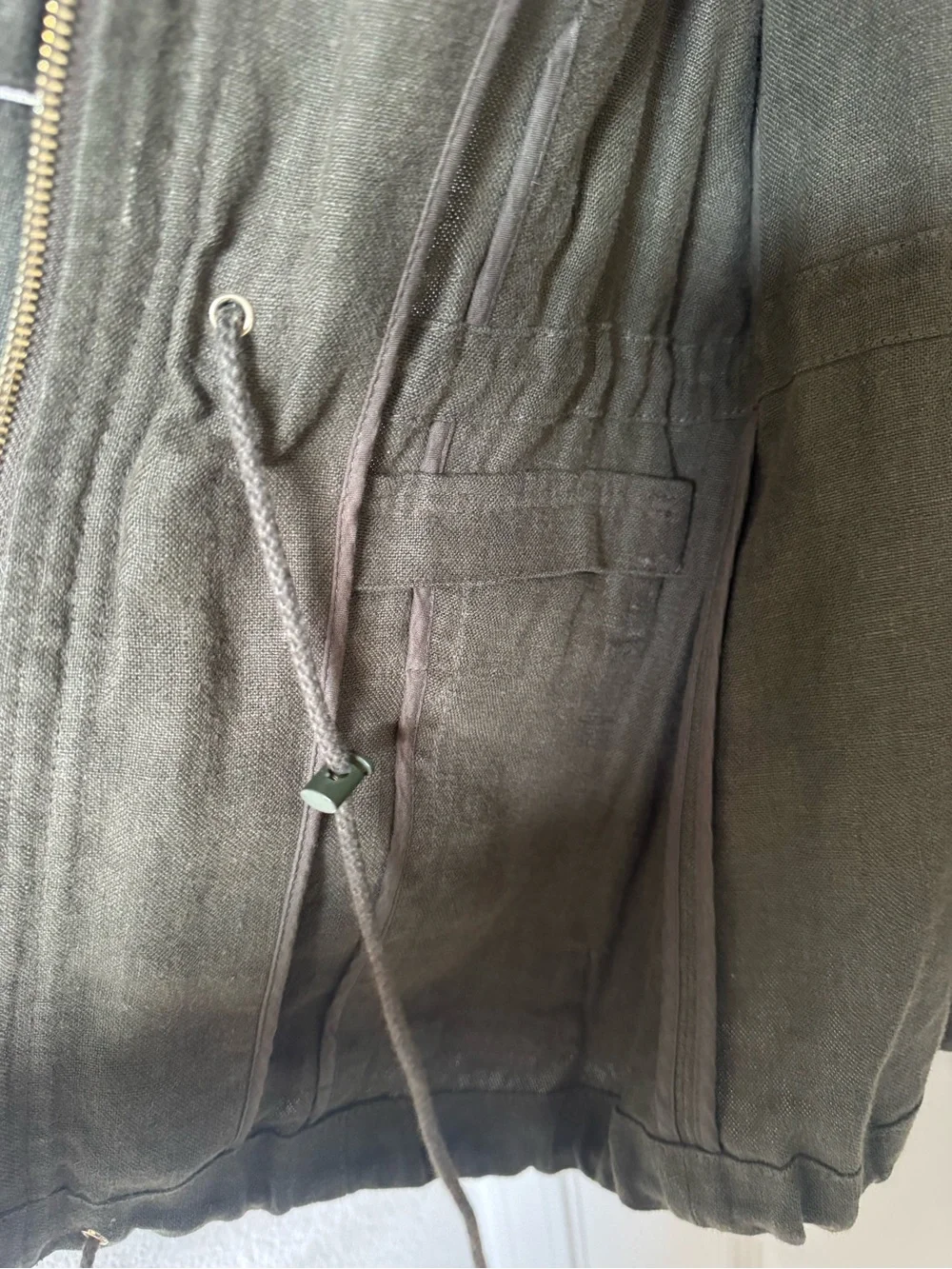 Tory Burch Linen Olive Green Military Field Jacket